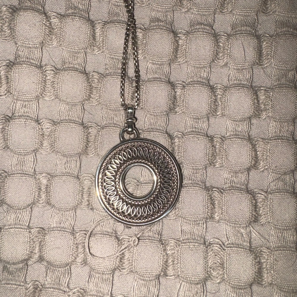 Brighton Silver-Tone Circular Filigree Pendant Necklace